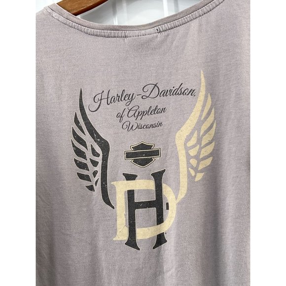 Harley Davidson Ride Free Short Sleeve T-Shirt Womens L Gray Printed Cotton - Picture 6 of 10
